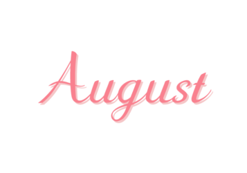 「8月（August）」のカリグラフィー文字