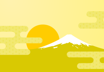 富士山背景（朝日と雲文様）