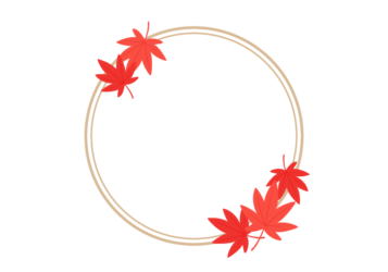 秋の紅葉の円形フレーム（カエデの葉）