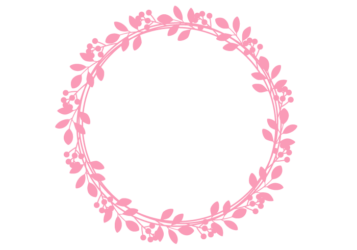 葉と実の円形フレーム（ピンク色）