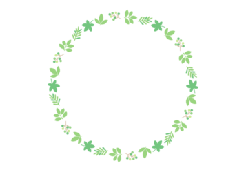 葉と実の円形フレーム（黄緑色）