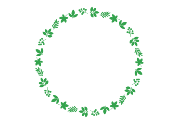 葉と実の円形フレーム（緑色）
