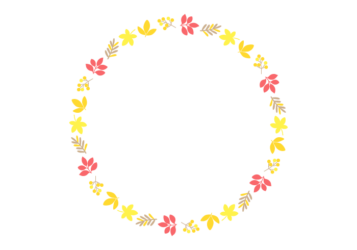 葉と実の円形フレーム（秋色）