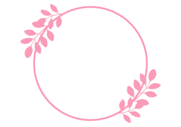 葉の円形フレーム（ピンク色）