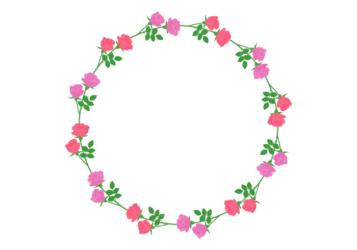 バラ（薔薇柄）の円形フレーム