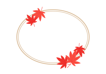 秋の紅葉の楕円形フレーム（カエデ）