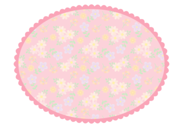 楕円形フレーム入り水彩画2点 楕円形枠（花模様）～かわいい無料のフリーイラスト素材