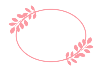 葉の円形フレーム（ピンク色）