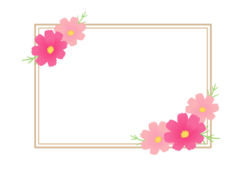 秋の花の長方形フレーム（コスモス）