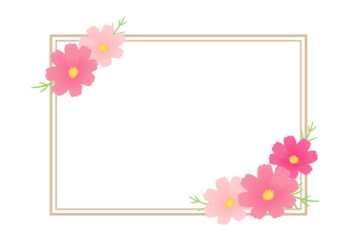 秋の花の長方形フレーム（コスモス）
