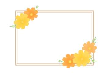 秋の花の長方形フレーム（コスモス）