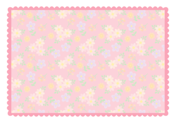 長方形フレーム（ピンク色の小花柄）
