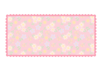 長方形フレーム（ピンク色の小花柄）