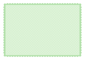 長方形フレーム（黄緑色の水玉模様）