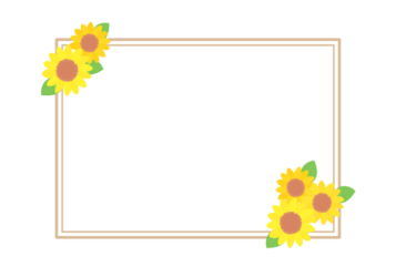 夏の花の長方形フレーム（ヒマワリ）