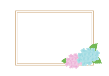 夏の花の長方形フレーム（アジサイ）