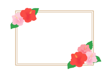 夏の花の長方形フレーム（ハイビスカス）