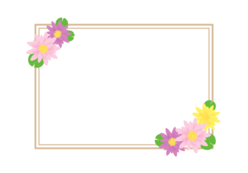 夏の花の長方形フレーム（スイレン）