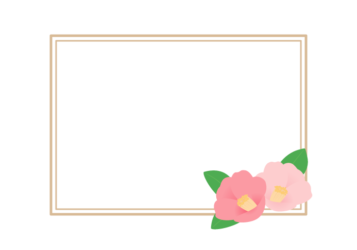 冬の花の長方形フレーム（ツバキ）