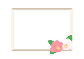 冬の花の長方形フレーム（ツバキ）