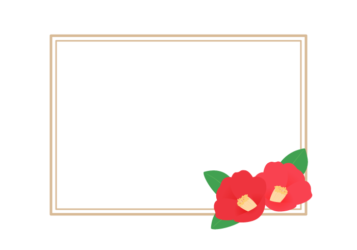 冬の花の長方形フレーム（ツバキ）