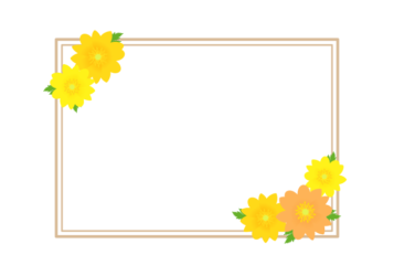 冬の花の長方形フレーム（フクジュソウ）