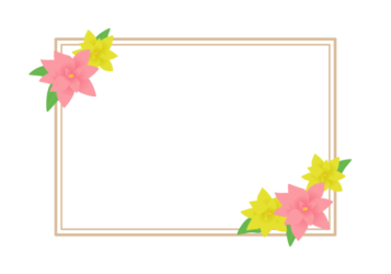 冬の花の長方形フレーム（ポインセチア）