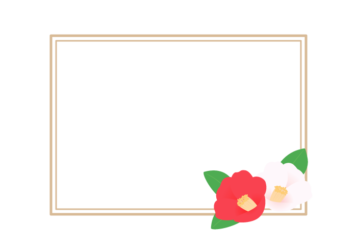 冬の花の長方形フレーム（ツバキ）
