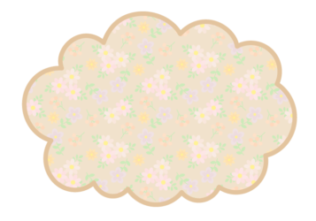 雲形フレーム（ベージュ色の小花柄）