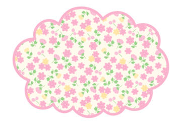 雲形フレーム（ピンク色の小花柄）