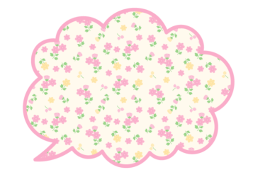 雲形吹き出しフレーム（花模様：小花柄）