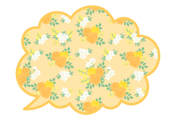 雲形吹き出しフレーム（花模様：薔薇柄）