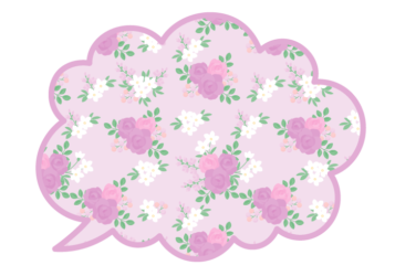 雲形吹き出しフレーム（花模様：薔薇柄）