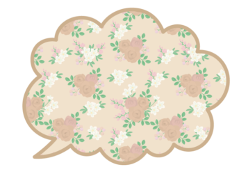 雲形吹き出しフレーム（花模様：薔薇柄）