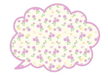雲形吹き出しフレーム（花模様：小花柄）