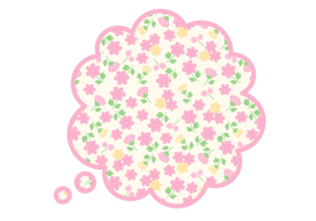 雲形吹き出しフレーム（花模様：小花柄）