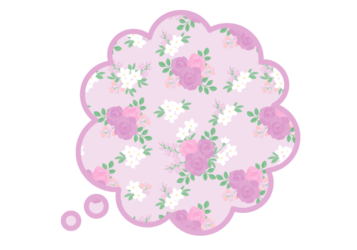 雲形吹き出しフレーム（花模様：薔薇柄）