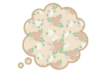 雲形吹き出しフレーム（花模様：薔薇柄）