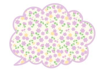 雲形吹き出しフレーム（花模様：小花柄）