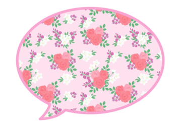 楕円形吹き出しフレーム（花模様：薔薇柄）