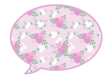楕円形吹き出しフレーム（花模様：薔薇柄）