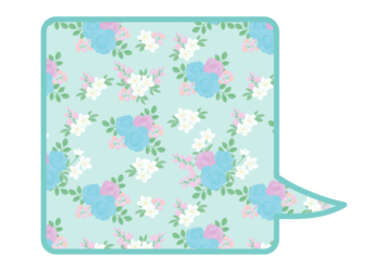 正方形吹き出しフレーム（花模様：薔薇柄）