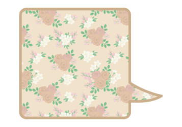 正方形吹き出しフレーム（花模様：薔薇柄）