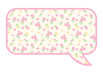 長方形吹き出しフレーム（花模様：小花柄）