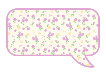 長方形吹き出しフレーム（花模様：小花柄）