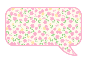 長方形吹き出しフレーム（花模様：小花柄）