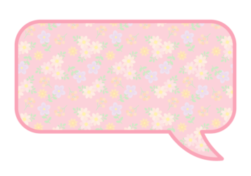 長方形吹き出しフレーム（花模様：小花柄）