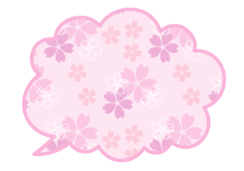 雲形吹き出しフレーム（和柄：桜文様）