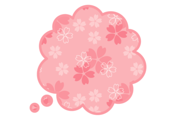 雲形吹き出しフレーム（和柄：桜文様）