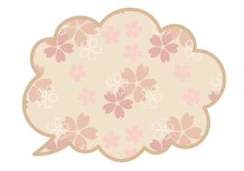 雲形吹き出しフレーム（和柄：桜文様）